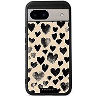 Mobiwear Glossy glossy case for Google Pixel 8A black hearts - Phone Cover