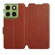 Mobiwear Flip case for Motorola Moto G06 power brown and grey - Phone Case