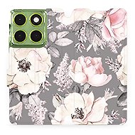 Mobiwear Flip case for Motorola Moto G06 power flowers on grey - Phone Case
