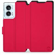 Mobiwear Soft Touch flip book for Motorola Edge 50 Fusion - Red & Black - Phone Case