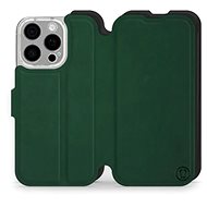 Mobiwear Soft Touch Flip Book for Apple iPhone 16 Pro - Green & Black - Phone Case