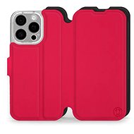 Mobiwear Soft Touch Flip Book for Apple iPhone 16 Pro - Red & Black - Phone Case