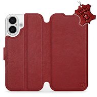 Mobiwear Flip Book, Leather for Apple iPhone 16 - Dark Red - L_DRS - Phone Case