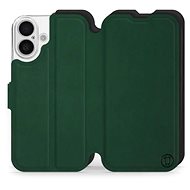 Mobiwear Soft Touch Flip Book for Apple iPhone 16 - Green & Black - Phone Case
