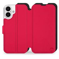 Mobiwear Soft Touch Flip Book for Apple iPhone 16 - Red & Black - Phone Case