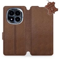 Mobiwear kožené flip knížkové pro Xiaomi Redmi Note 14 Pro 4G - Hnědé - Phone Case