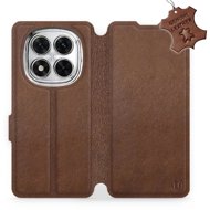 Mobiwear kožení flip knížkové pro Xiaomi Redmi Note 14 Pro 5G - Hnědé - Phone Case