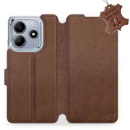 Mobiwear Xiaomi Redmi Note 14 5G barna bőr flip tok - Mobiltelefon tok