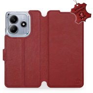 Mobiwear Xiaomi Redmi Note 14 5G sötétpiros bőr flip tok - Mobiltelefon tok