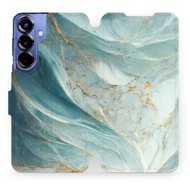 Mobiwear flip book for Samsung Galaxy S25 Plus - Greenish Marble - Phone Case