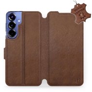 Mobiwear leather flip book for Samsung Galaxy S25 Plus - Brown - Phone Case