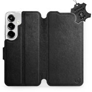 Mobiwear leather flip book for Samsung Galaxy S25 - Black - Phone Case