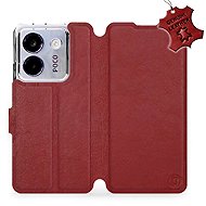 Mobiwear flip knížkové pro POCO M7 Pro 5G - Tmavě červené, kožené - Phone Case