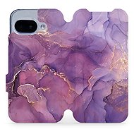 Mobiwear flip book for Google Pixel 9a - Purple Marble - Phone Case
