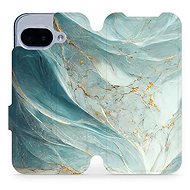 Mobiwear flip book for Google Pixel 9a - Greenish Marble - Phone Case