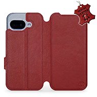 Mobiwear flip book for Google Pixel 9a - Dark red, leather - Phone Case