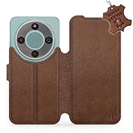 Mobiwear Leather Flip Case for Honor Magic8 Lite - Brown - Phone Case