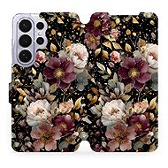 Mobiwear Flip Case for Samsung Galaxy S26 Ultra - V169S Golden Flowers - Phone Case