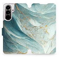 Mobiwear Flip Case for Samsung Galaxy A37 5G - VP34S Greenish Marble - Phone Case