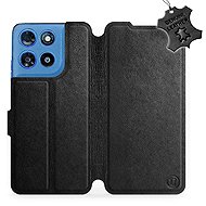 Mobiwear Leather Flip Case for Motorola Moto G57 Power - Black - Phone Case