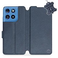 Mobiwear Leather Flip Case for Motorola Moto G57 Power - Blue - Phone Case