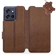 Mobiwear Leather Flip Case for Motorola Edge 60 Neo - Brown - Phone Case