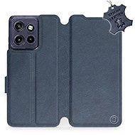 Mobiwear Leather Flip Case for Motorola Edge 60 Neo - Blue - Phone Case