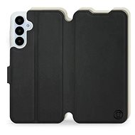 Mobiwear Soft Touch flip pro Samsung Galaxy A25 5G - Černé & Béžové - Phone Case