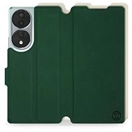 Mobiwear Soft Touch flip pro Honor 70 - zelené & béžové - Phone Case