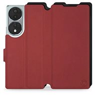 Mobiwear Soft Touch flip pro Honor 70 - cihlové & černé - Phone Case