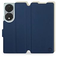 Mobiwear Soft Touch flip pro Honor 70 - modré & béžové - Phone Case