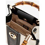 GUESS Handbag Kerima Bamboo Mini Tote natural/black with logo - Handbag
