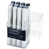 COPIC Sketch Double Sided Brush Chisel 12 pcs Grey Cool - Marker