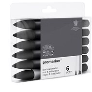 WINSOR NEWTON double-sided Fine Chisel 6 pcs Black + blender - Marker