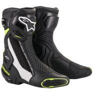 ALPINESTARS boots SMX PLUS 2, black/white/yellow fluo, 2025, size 46 - Motorcycle Shoes