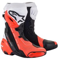 ALPINESTARS SUPERTECH R VENTED boots, black/white/fluo red, perforated lining, 2025, size 37 - Motorcycle Shoes