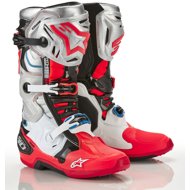 ALPINESTARS boots TECH 10 limited edition VISION, black/white/silver/fluo red/blue, size 45,5 - Motorcycle Shoes