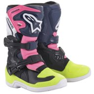 ALPINESTARS boots TECH 3S KIDS, children, black/blue/pink/yellow fluo, size 28 - Motorcycle Shoes