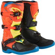 ALPINESTARS boots TECH 3S YOUTH, children's, orange fluo/blue/yellow fluo/black, 2025, size 34 - Motorcycle Shoes
