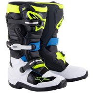 ALPINESTARS boots TECH 7 S, children's, black/white/yellow fluo/blue, 2025, size 37 - Motorcycle Shoes