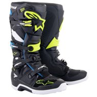 ALPINESTARS boots TECH 7, black/white/yellow fluo/dark blue, 2024, size 45,5 - Motorcycle Shoes