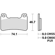 Braking brake pads (semi-metallic compound CM66) (2pcs) M501-302 - Motorbike Brake Pads