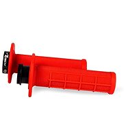 RTECH lock-on grips R20 Half Waffle BETA RR 125-530, neon red, 1 pair - Motorbike Grips