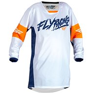 Fly Racing dres Kinetic Khaos, 2023 dětské bílá/modrá/oranžová - Motocross Jersey