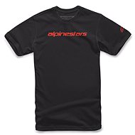 ALPINESTARS T-shirt LINEAR WORDMARK TEE, black/red fluo, size 4.5 mm, w/r. S - T-Shirt