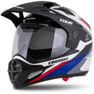 CASSIDA Tour 2.0 X-Tra 2025 Bukósisak, fehér/ kék/ piros/ fekete, matt fekete sild, XS - Motoros sisak