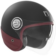 NOX Helmet HERITAGE PREMIUM 2025 black matt, red leather - Motorbike Helmet