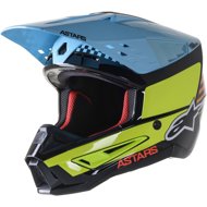 ALPINESTARS Helmet S-M5 SPEED, 2023, black/yellow fluo/light blue gloss, size 2023. L - Motorbike Helmet