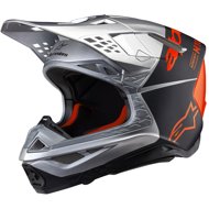 ALPINESTARS helmet SUPERTECH S-M10 FLOOD, 2025, silver/black matt/orange fluo, size 2025, size 5.5 m - Motorbike Helmet