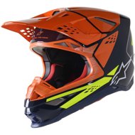 ALPINESTARS Helmet SUPERTECH S-M8 FACTORY, 2023, dark blue/orange/yellow fluo gloss, size 2XL - Motorbike Helmet